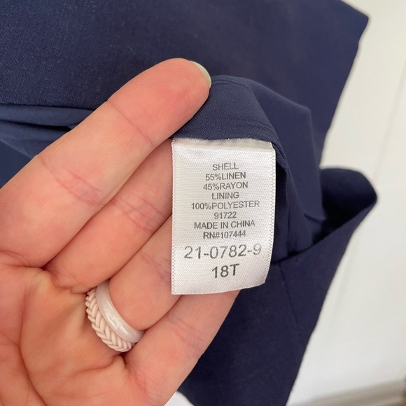 Jessica London Blazer Jacket Linen Blend Blue Long Length Pockets Size 18 Tall - Picture 14 of 15